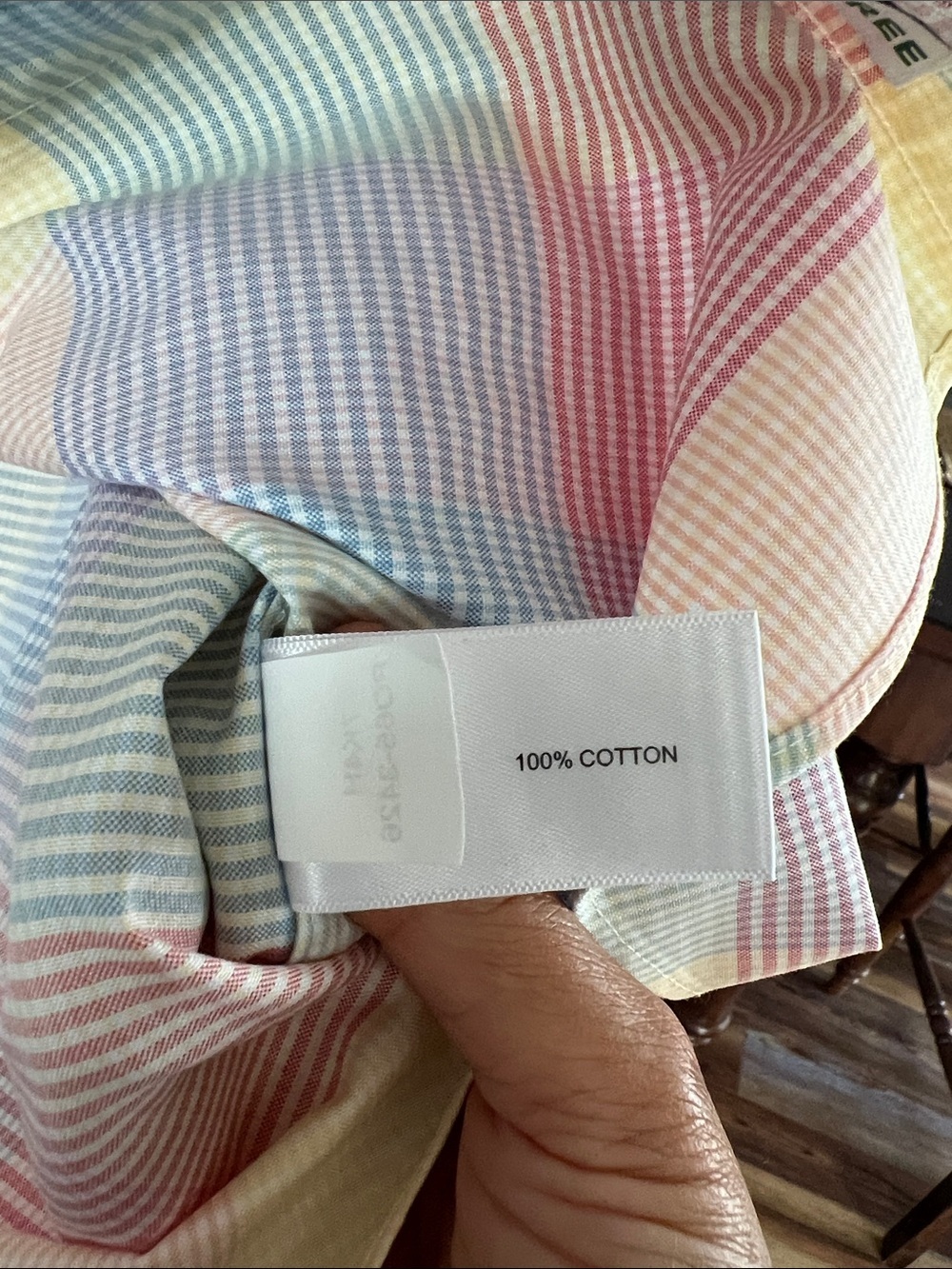 Orvis Pastel Checkered Button-Up Shirt in Yellow, Blue, Pink - Picture 4 of 10